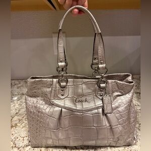 Vintage Coach Y2K Ashley Croc Embossed Leather Carryall Shoulder Bag